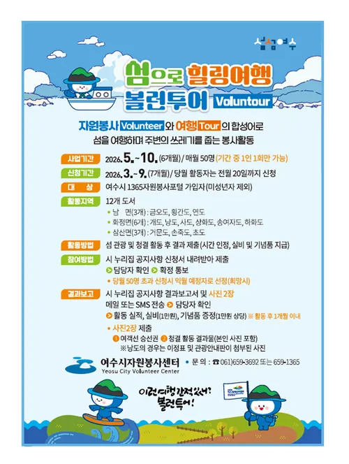 여수시, 여행과 봉사를 잇는 ‘섬섬여수 볼런투어’ 5월부터 첫 선봬